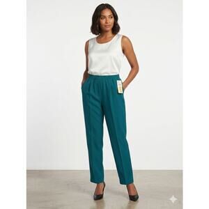 DONNKENNY Women's Dress Pants 1XL Polyester Teal Business Office Clasic